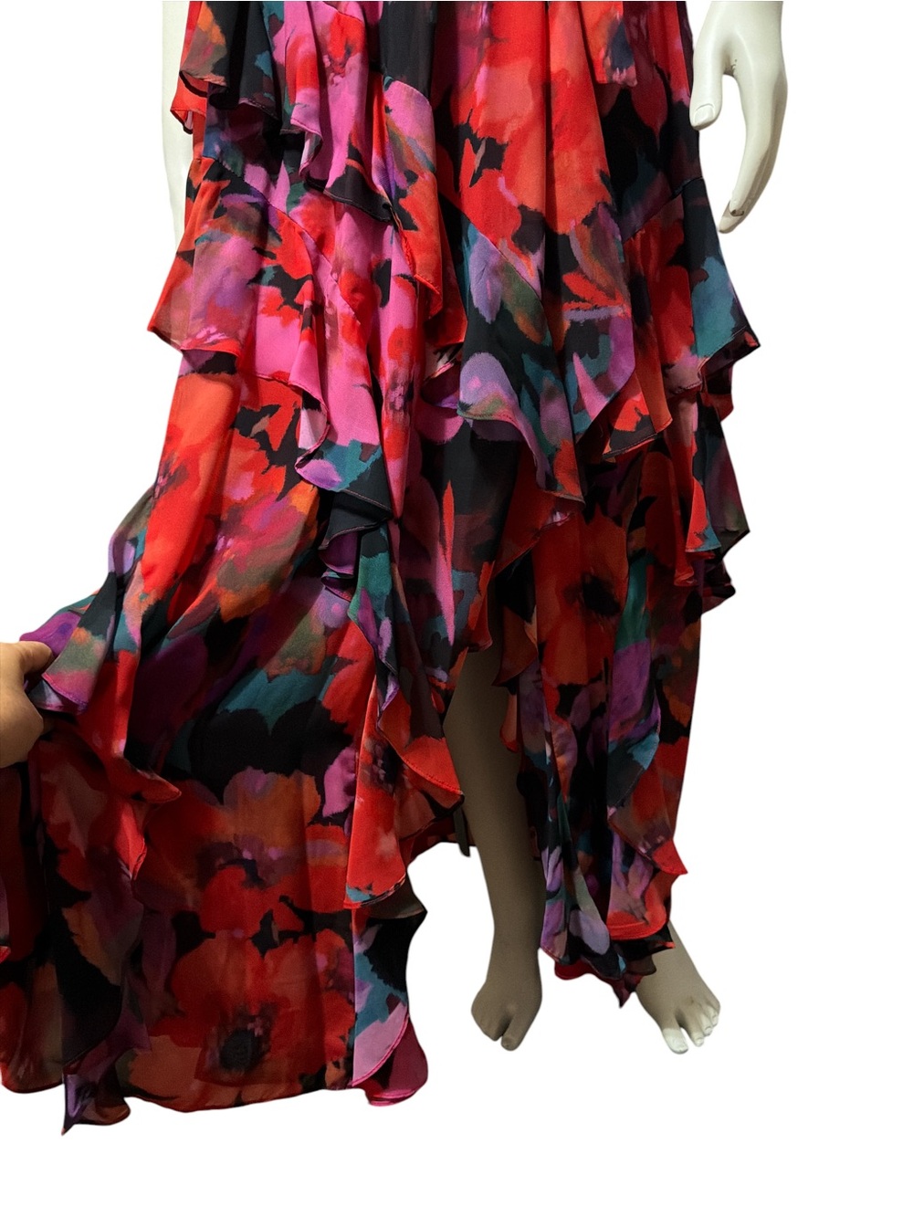 NWTAlex Marie Sz 16P Plus Nina Halter Maxi Dress Floral Tiered Ruffle Sleeveless - Picture 7 of 13